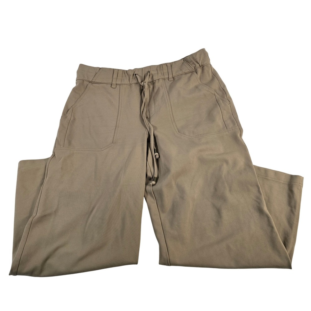 Democracy PL Tan Cargo Pants Drawstring Waist Wide Leg Casual Womens Size PL